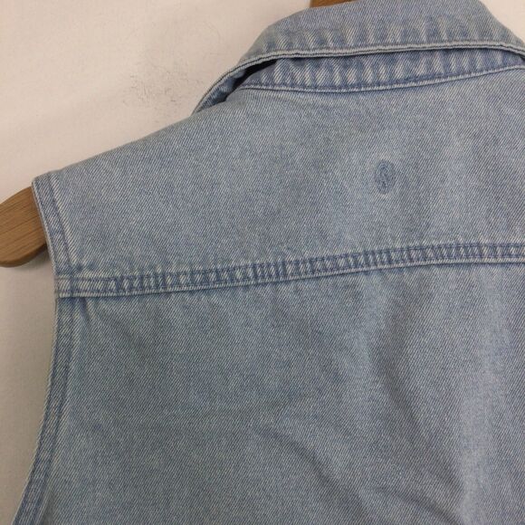 Christine Alexander Rhinestone Embellished Light Wash Denim Vest Light Blue L - Picture 9 of 12